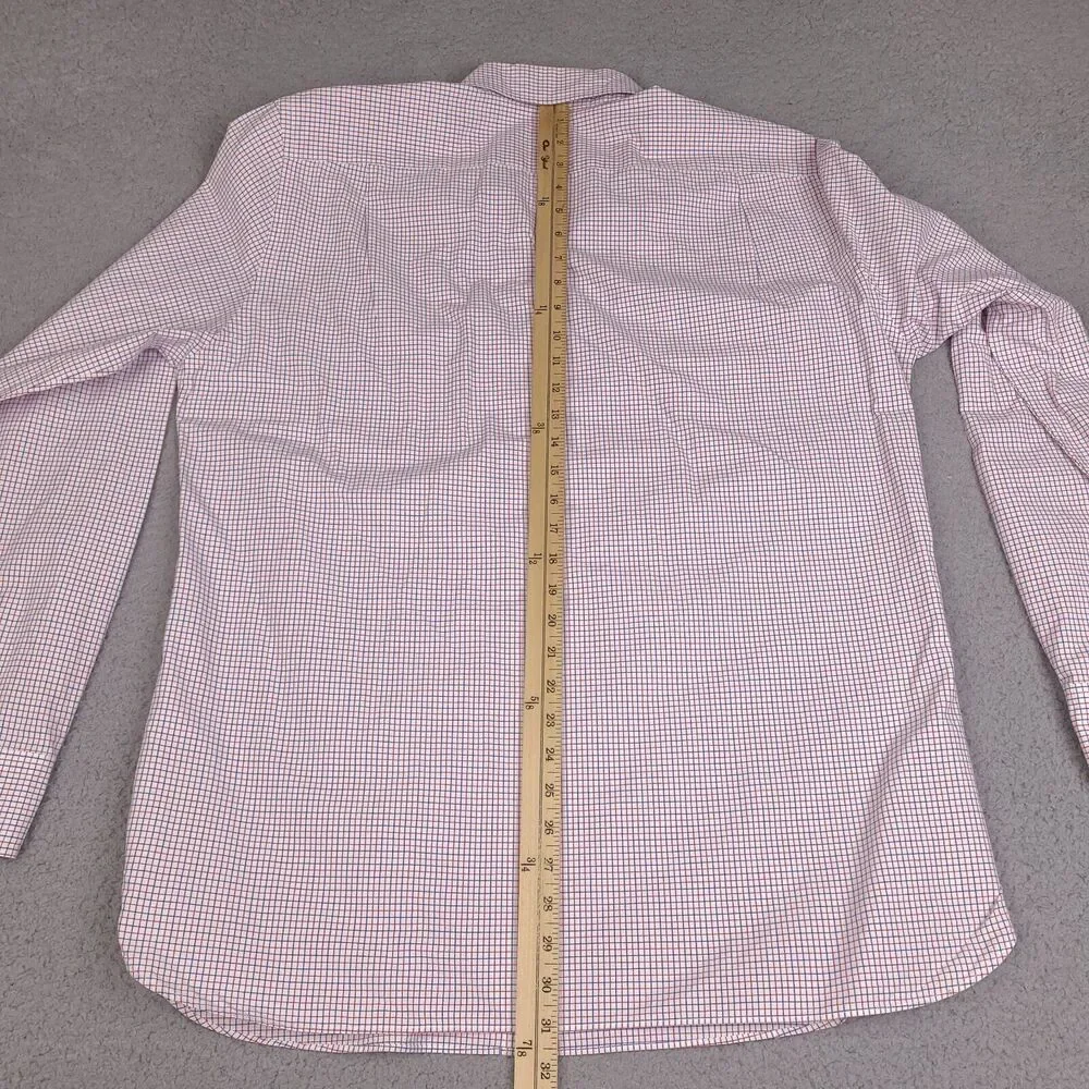 J Crew Shirt Mens XL White Blue Red Plaid 2 Ply‎ Cotton Button Down Long Sleeve